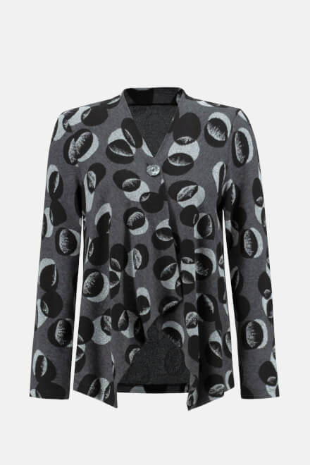 Circle Print Knit Jacket Style 233095. Grey/multi. 6