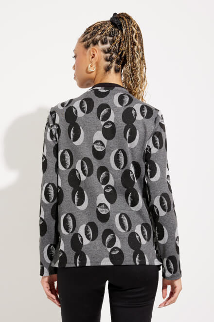 Circle Print Knit Jacket Style 233095. Grey/multi. 2