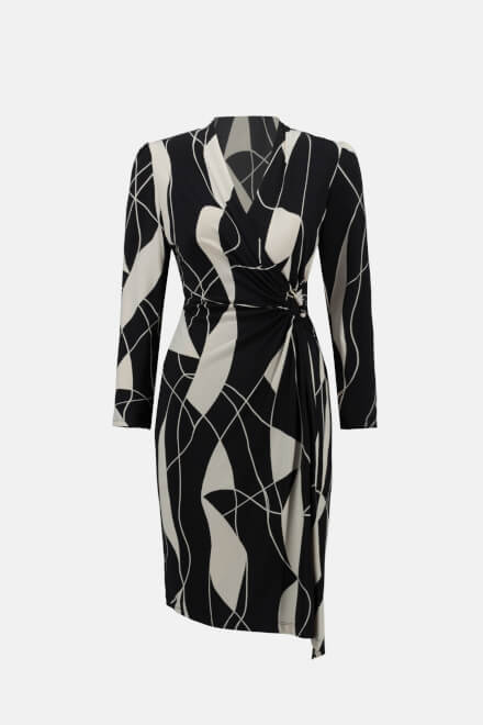Geo Print Wrap Front Dress Style 233104. Black/moonstone. 7