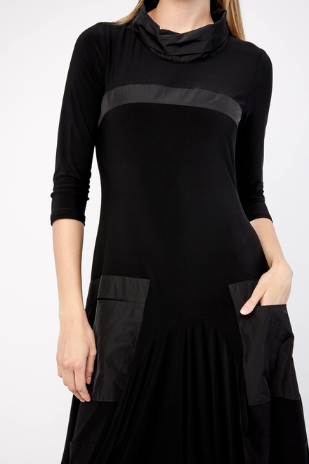Pocket Detail Dress Style 233110. Black/black. 3