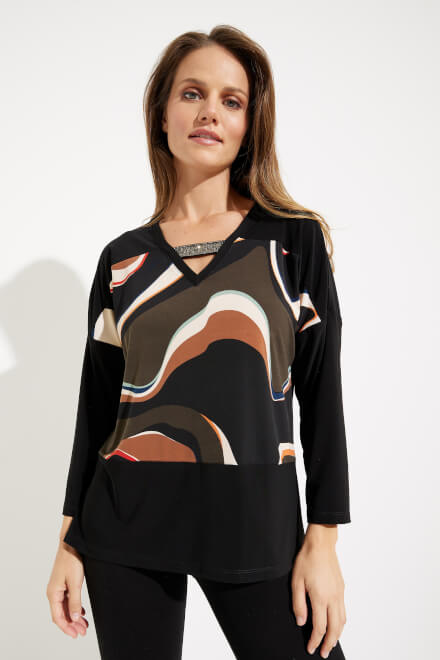 Abstract Print Top Style 233116. Black/multi. 3