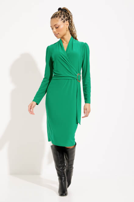Wrap Front Belted Dress Style 233119. Kelly Green. 5
