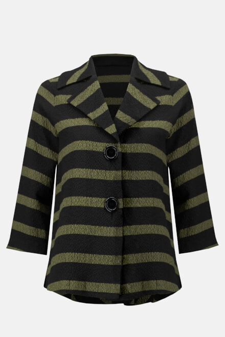 Striped Button-Up Jacket Style 233125. Black/green/multi. 6
