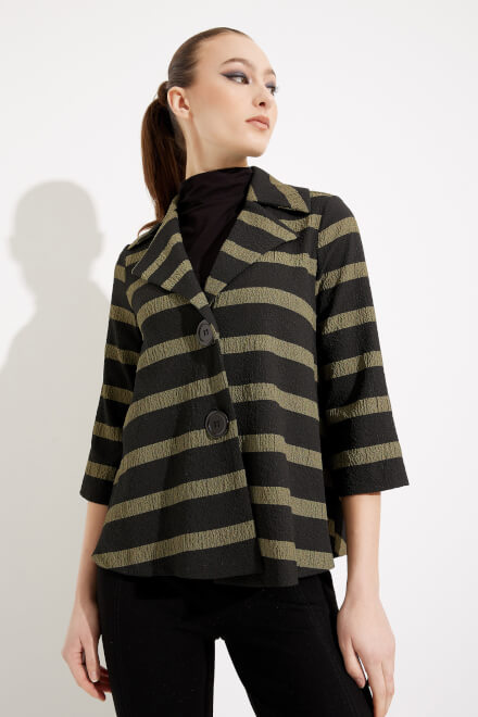 Striped Button-Up Jacket Style 233125. Black/green/multi. 3
