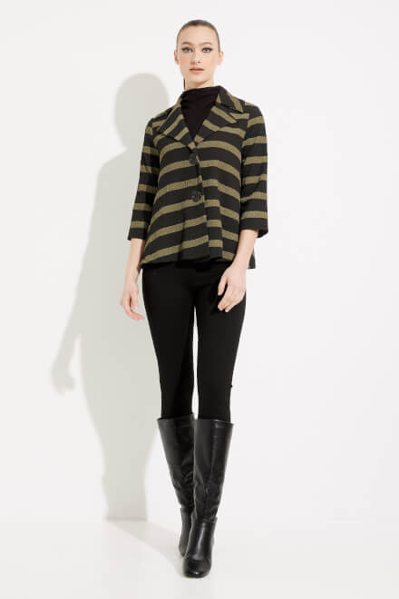 Striped Button-Up Jacket Style 233125. Black/green/multi. 5
