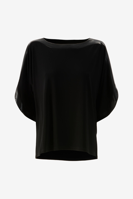 Faux Leather Flutter Sleeve Top Style 233129. Black/black. 6