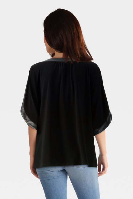 Faux Leather Flutter Sleeve Top Style 233129. Black/black. 2