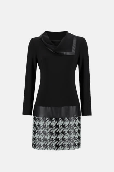 Houndstooth Cowl Neck Dress Style 233130. Black/white. 6