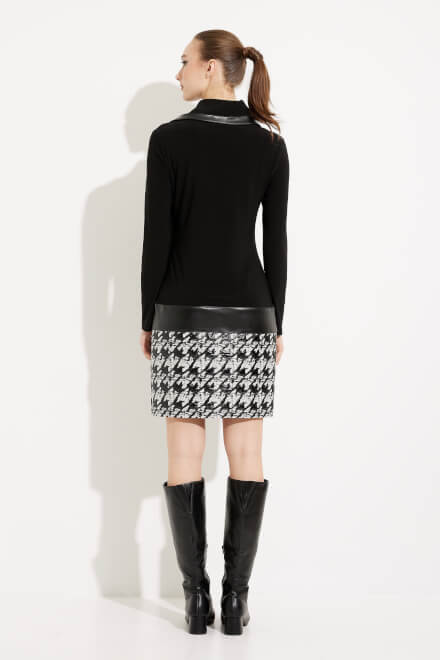 Houndstooth Cowl Neck Dress Style 233130. Black/white. 2