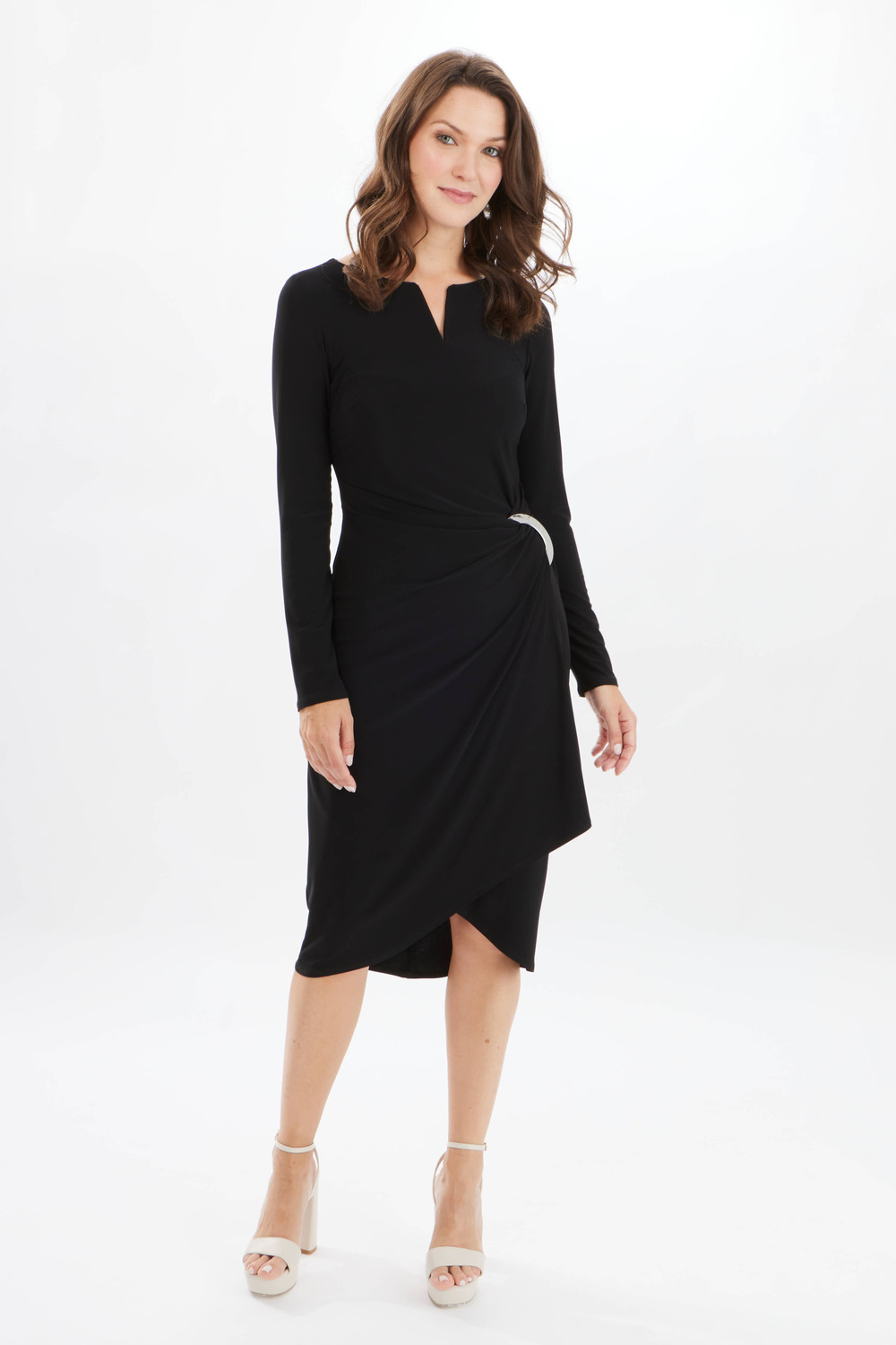 Jersey Wrap Front Dress Style 233131. Black