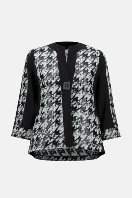 Contrast Trim Houndstooth Jacket Style 233157. Black/white. 6