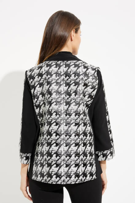 Contrast Trim Houndstooth Jacket Style 233157. Black/white. 2