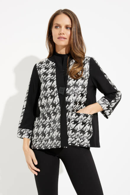 Contrast Trim Houndstooth Jacket Style 233157. Black/white. 3