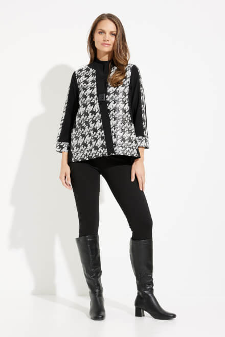 Contrast Trim Houndstooth Jacket Style 233157. Black/white. 5