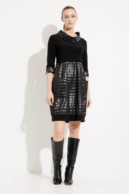Striped Detail Dress Style 233158. Black/Silver