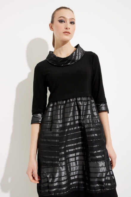 Striped Detail Dress Style 233158. Black/silver. 3