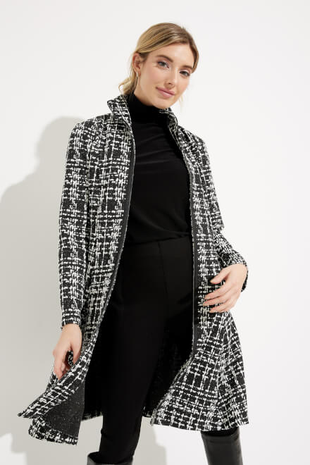 Flared Checkered Jacket Style 233167. Black/White