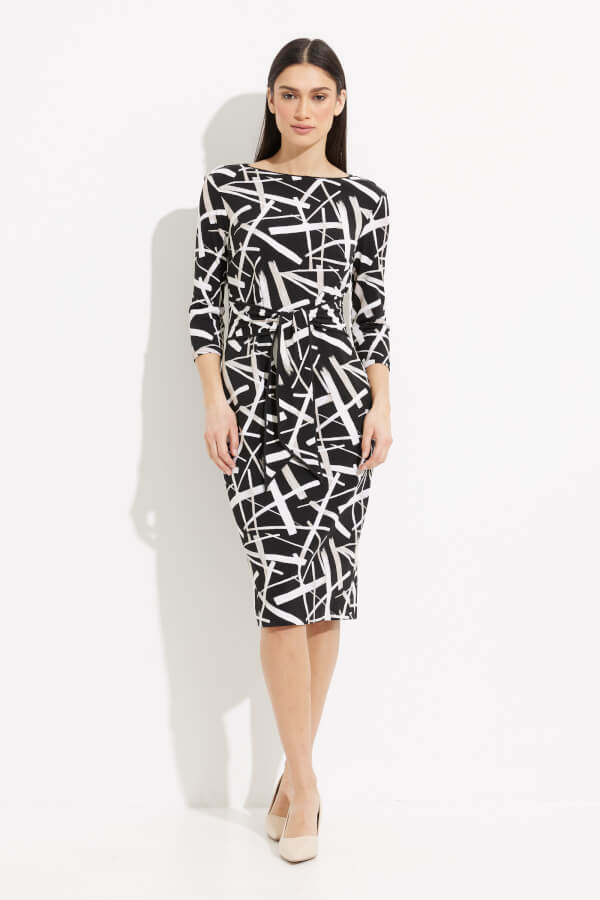 Abstract Print Dress Style 233175. Black/multi