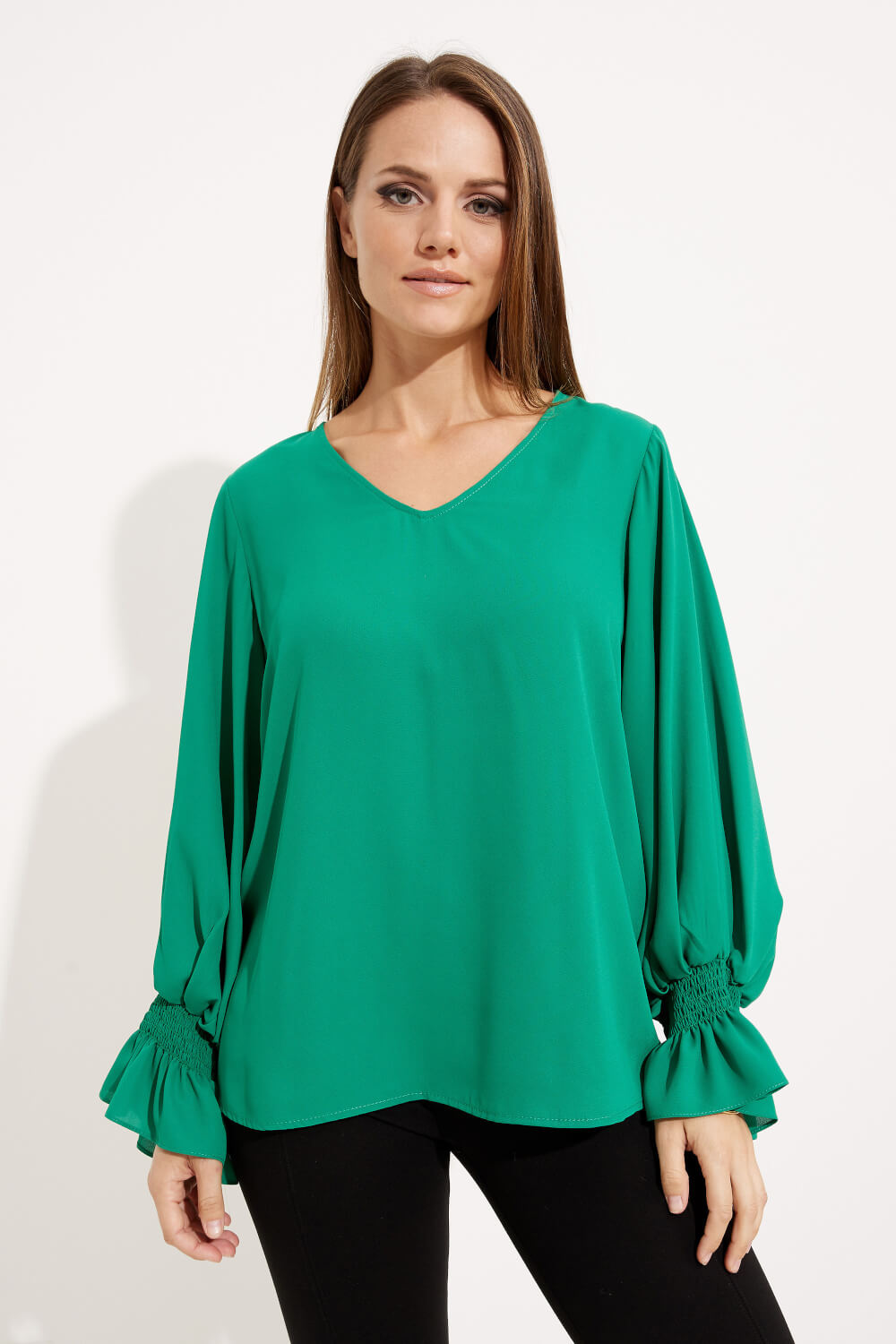 V-Neck Peasant Top Style 233200. Kelly Green
