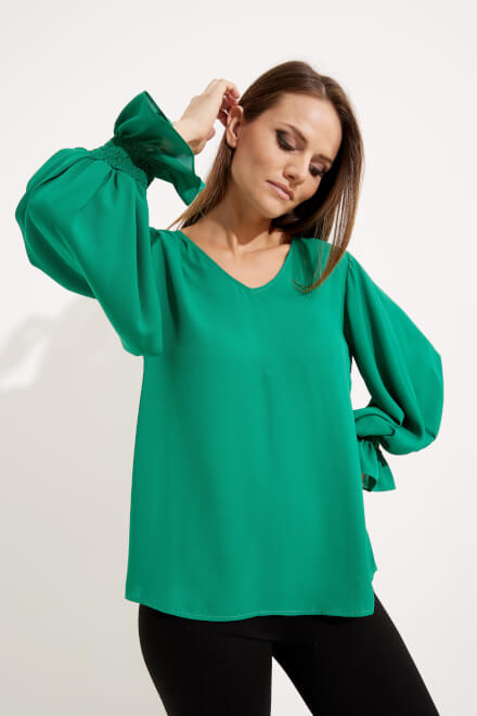 V-Neck Peasant Top Style 233200. Kelly Green. 3