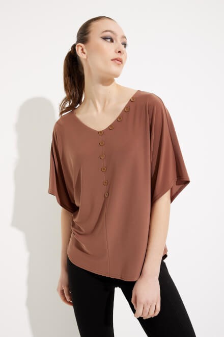 Button Detail Top Style 233202. Toffee