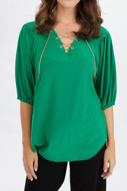 Lace-Up Detail Top Style 233203. Kelly Green. 3