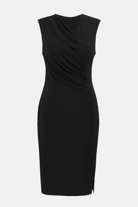 Draped Neck Dress Style 233211. Black. 6