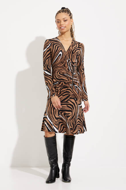 Animal Print Side Zip Dress Style 233221. Black/Multi