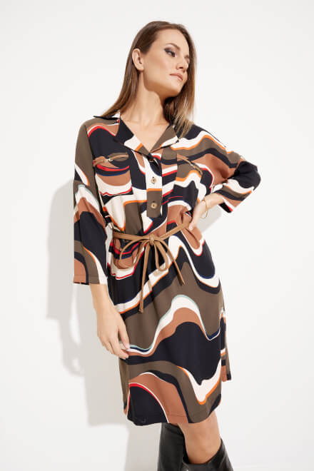 Abstract Print Shirt Dress Style 233224. Black/multi. 3