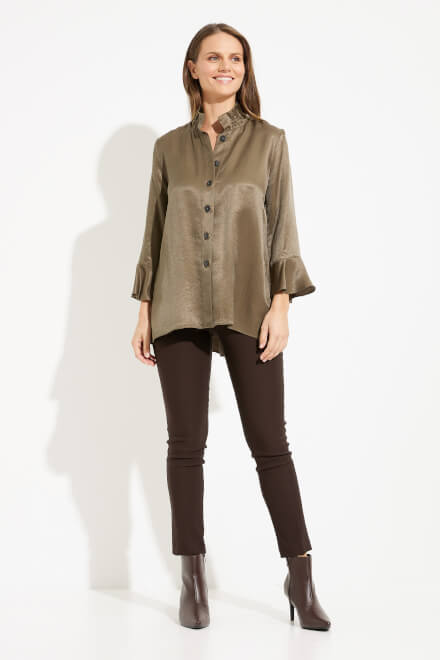 Stand Collar Blouse Style 233234. Olive Green. 4