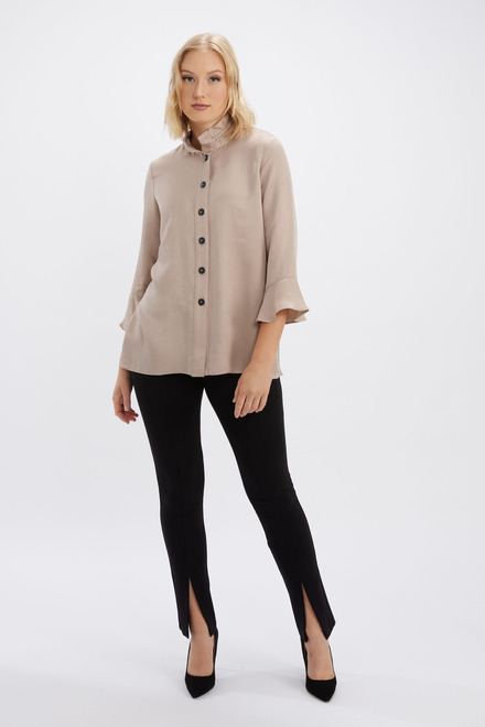 Stand Collar Blouse Style 233234. Latte