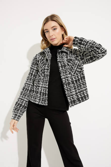 Checkered Button-Up Jacket Style 233238. Black/White