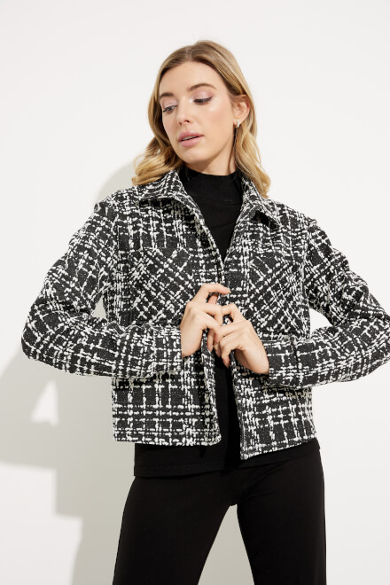Checkered Button-Up Jacket Style 233238. Black/white. 3