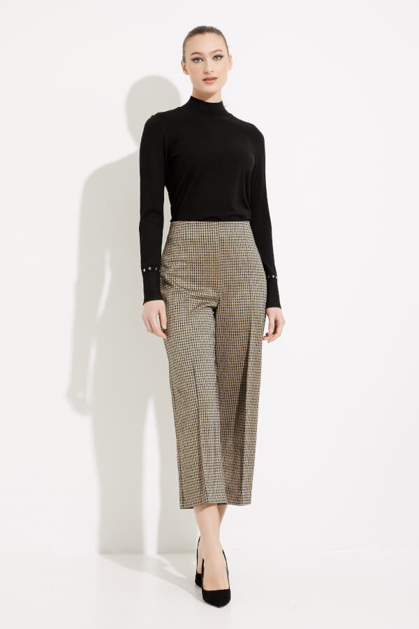 Houndstooth Culotte Pants Style 233249. Black/beige