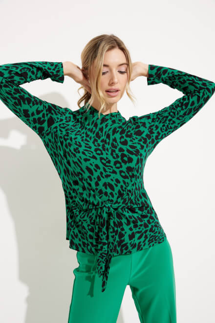 Leopard Print Tie Detail Top Style 233256. Black/green/multi. 3