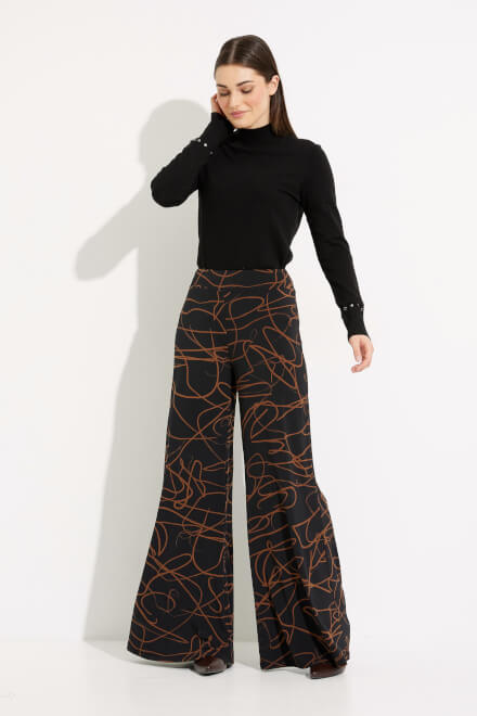 Abstract Print Wide Leg Pants Style 233269. Black/toffee. 5