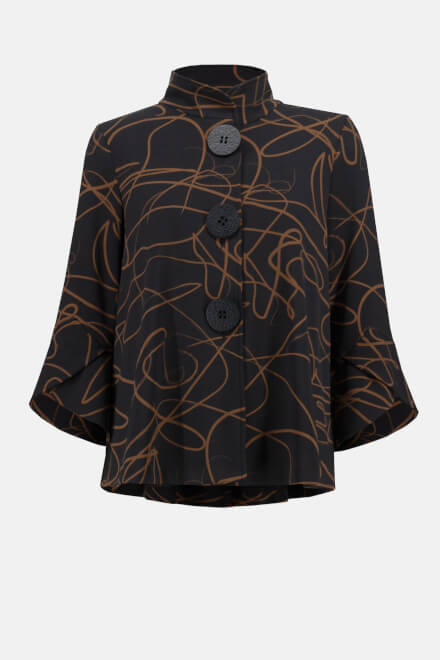 Printed Button-Up Jacket Style 233270. Black/toffee. 6
