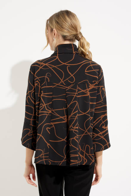 Printed Button-Up Jacket Style 233270. Black/toffee. 3