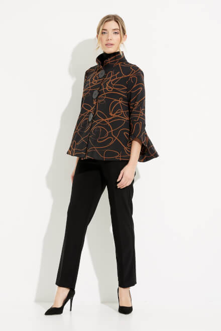 Printed Button-Up Jacket Style 233270. Black/toffee. 5