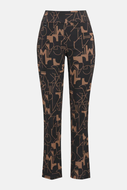 Abstract Print Straight Leg Pants Style 233279. Black/toffee. 6