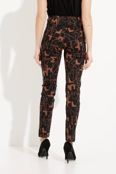 Abstract Print Straight Leg Pants Style 233279. Black/toffee. 2