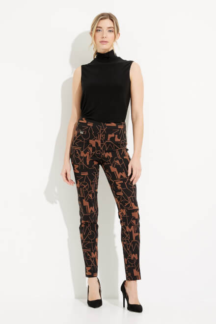 Abstract Print Straight Leg Pants Style 233279. Black/toffee. 5