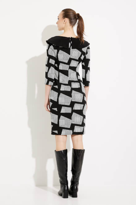 Faux Leather Printed Dress Style 233295. Black/white. 2