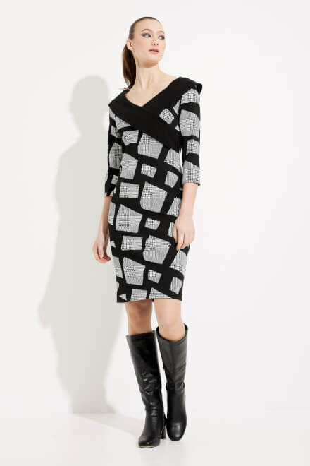 Faux Leather Printed Dress Style 233295. Black/white. 5