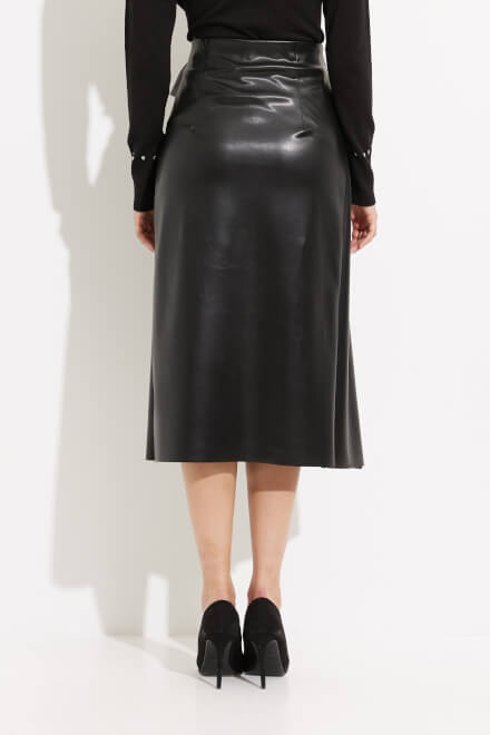 Bow Detail Faux Leather Skirt Style 233297. Black. 3