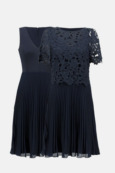 Lace Overlay Dress Style 233707. Midnight Blue. 6