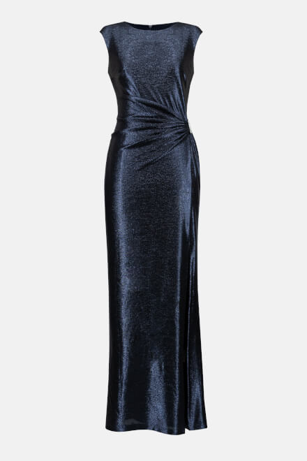 Shimmer Cap Sleeve Gown Style 233713. Midnight Blue. 6