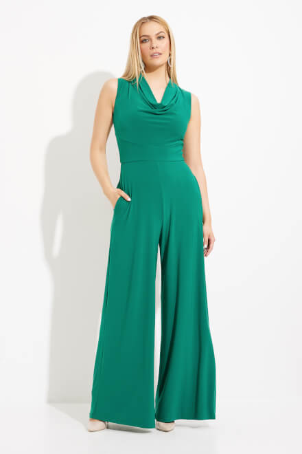 Draped Front Jumpsuit Style 233727. True Emerald