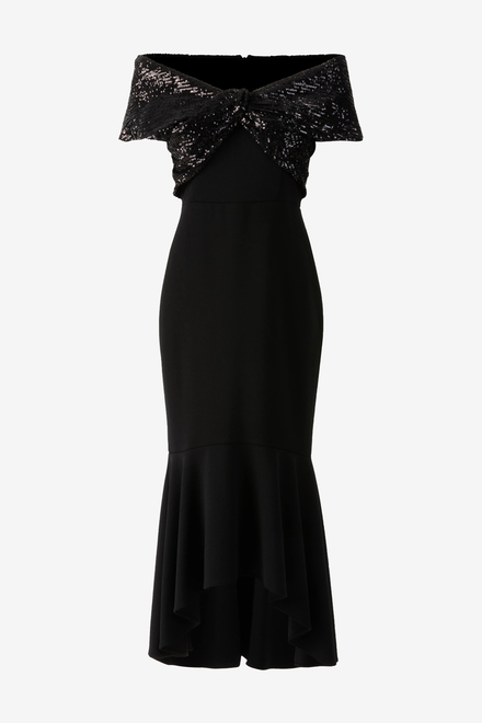 Off-Shoulder High Low Dress Style 233731. Black. 5