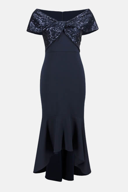 Off-Shoulder High Low Dress Style 233731. Midnight Blue. 6